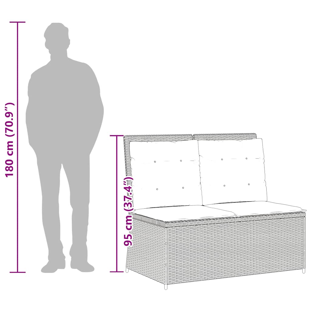 Classic Garden Bench with Cushion Grey Poly rattan - Sleek Modern Look