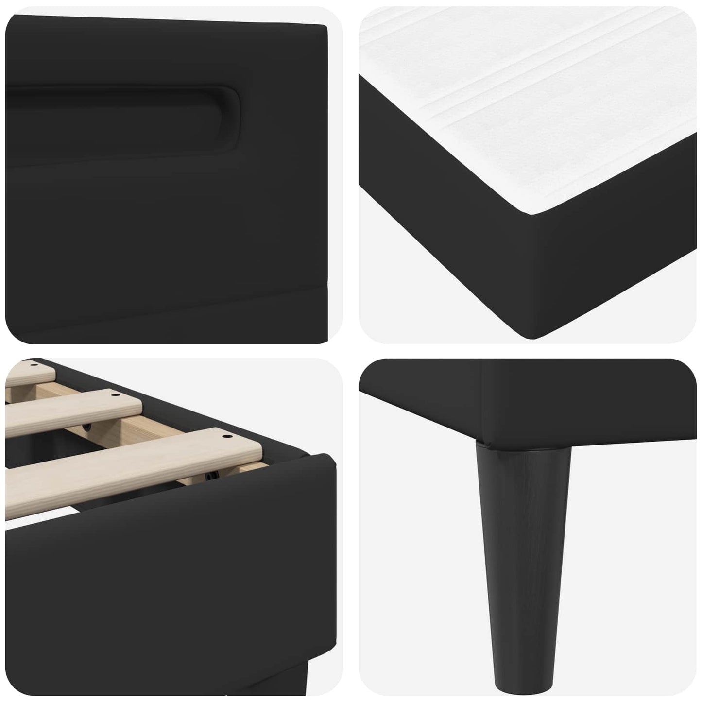 LED Bed Frame Black Faux Leather | HomeAndLiving