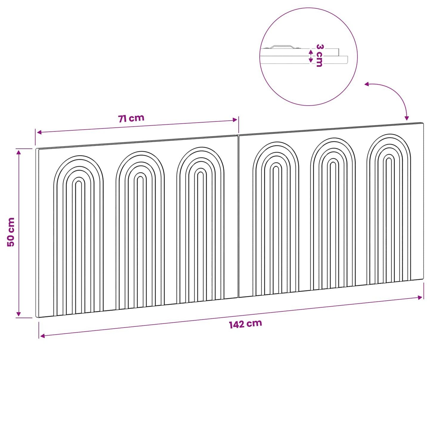 Wall Headboard Brown Engineered Wood 142 cm x 3 cm x 50 cm