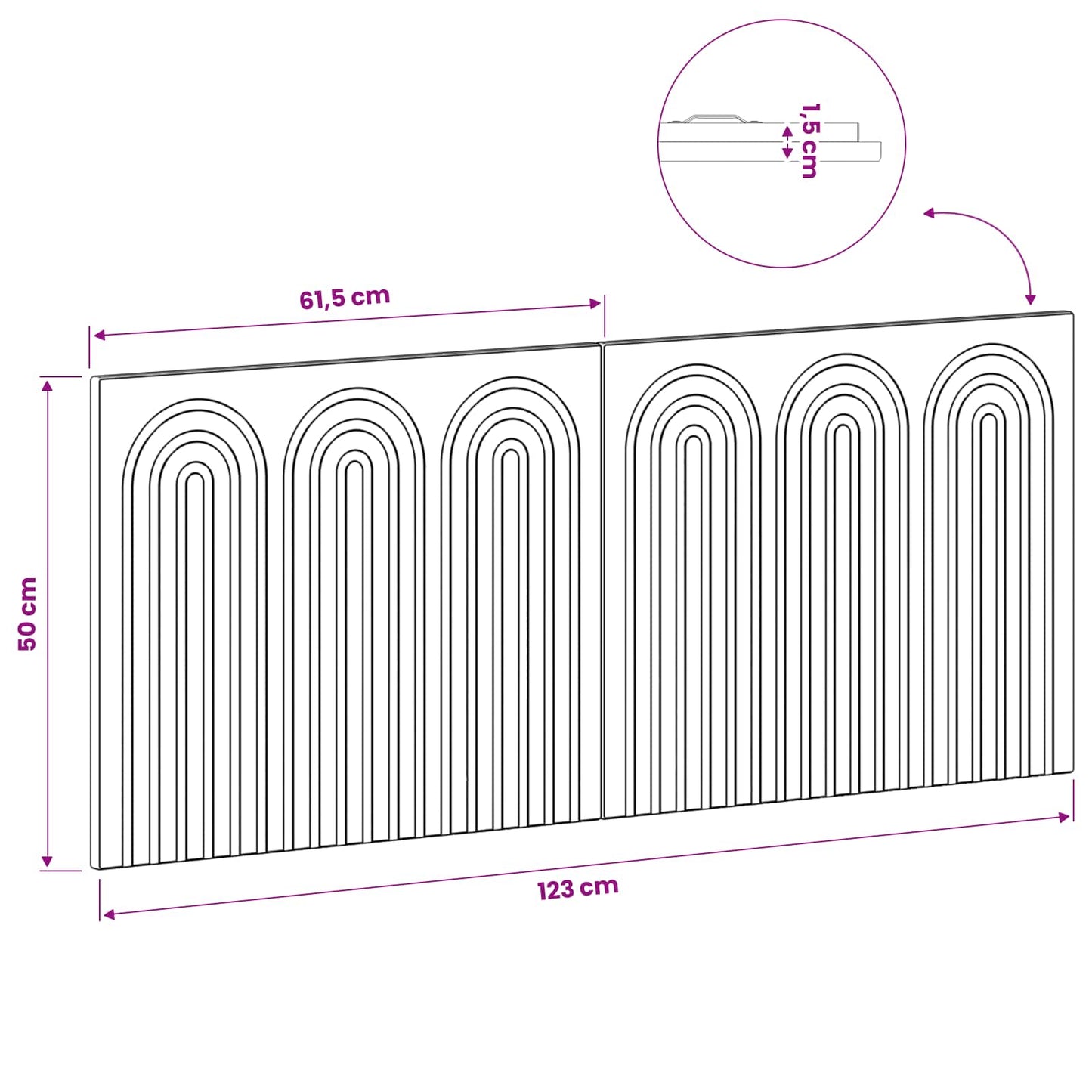 Wall Headboard Brown Engineered Wood 123 cm x 3 cm x 50 cm
