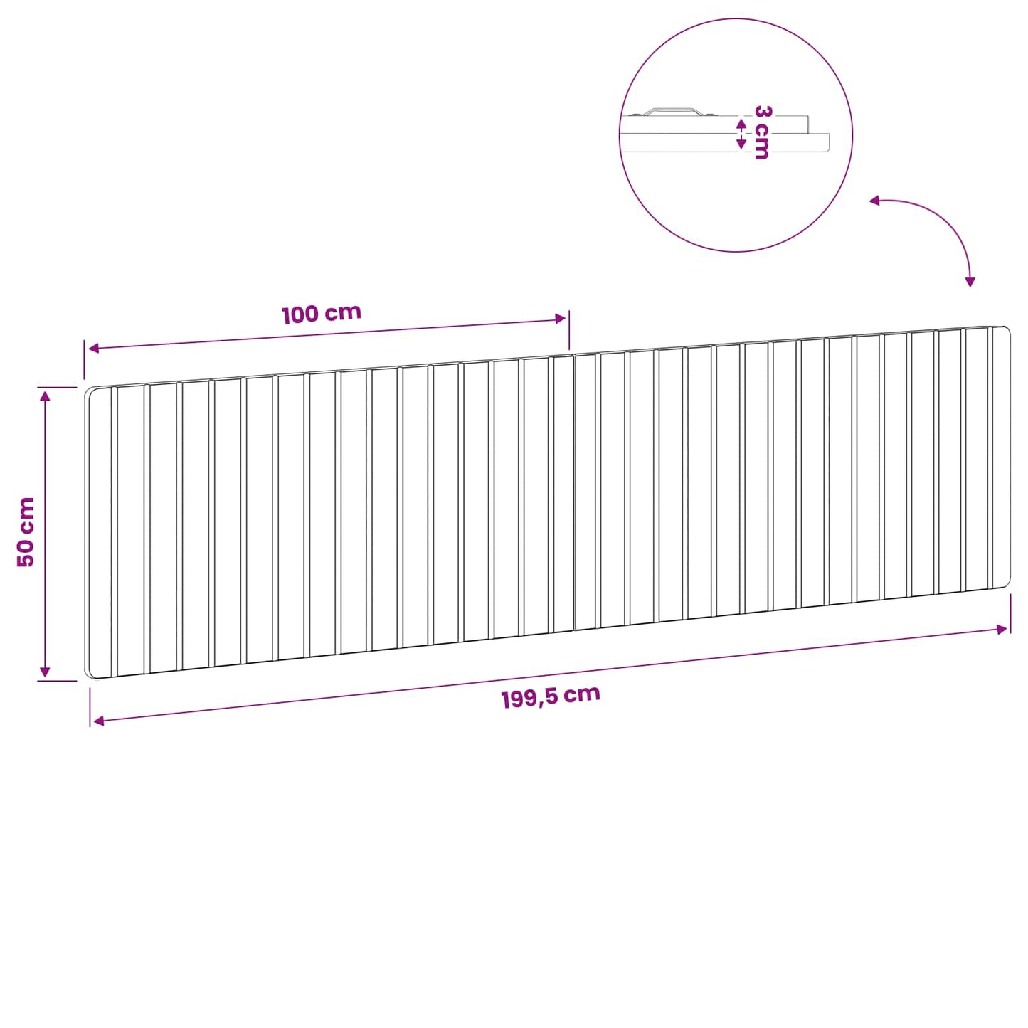 Wall Headboard Modern Oak 200 cm x 3 cm x 50 cm