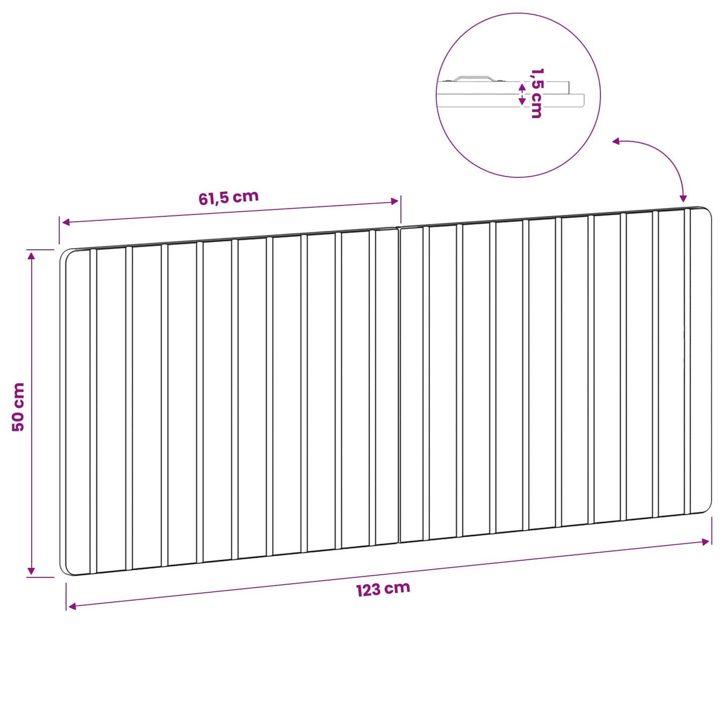 Wall Headboard Brown Engineered Wood 120 cm x 3 cm x 50 cm