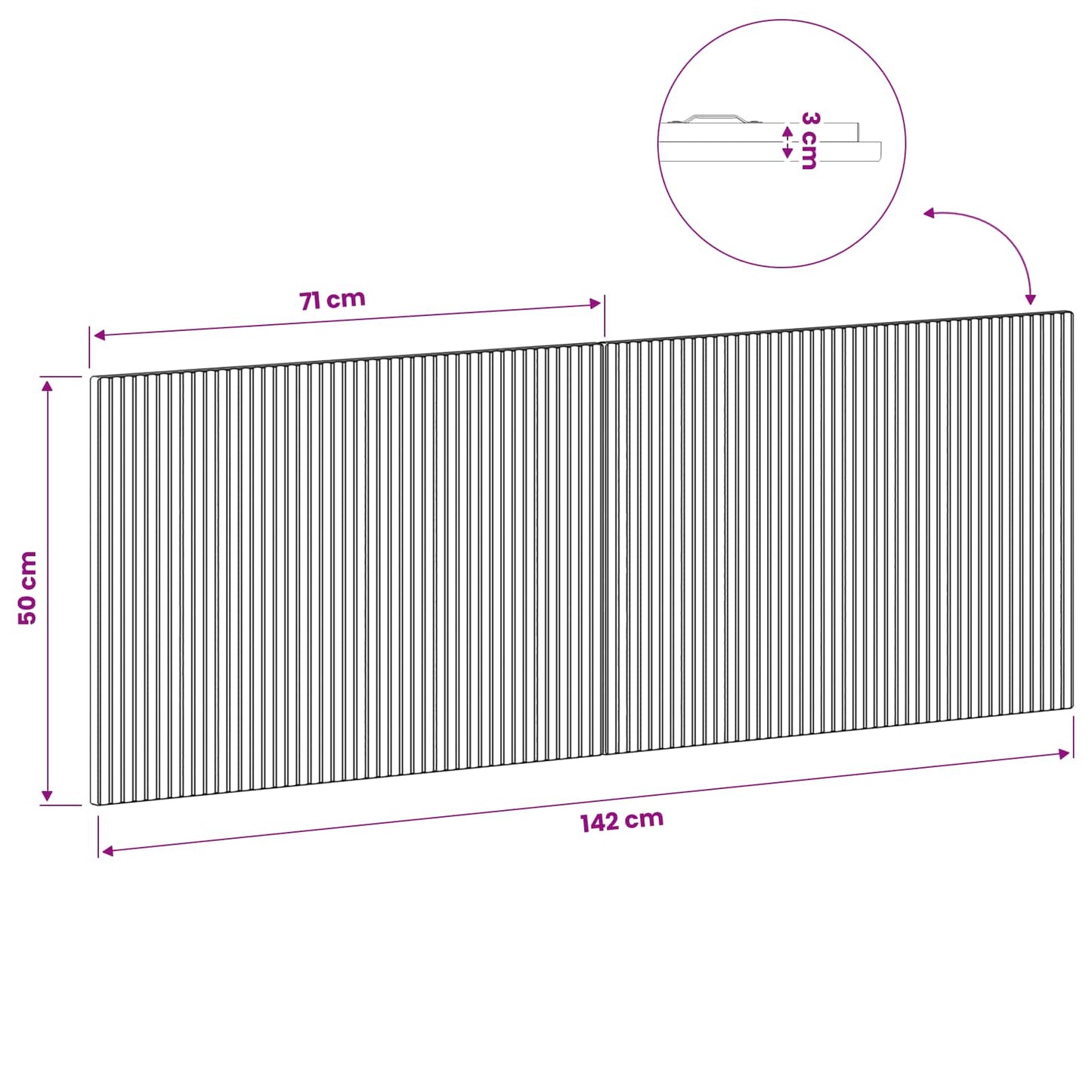 Wall Headboard Engineered Wood 140 cm x 3 cm x 50 cm