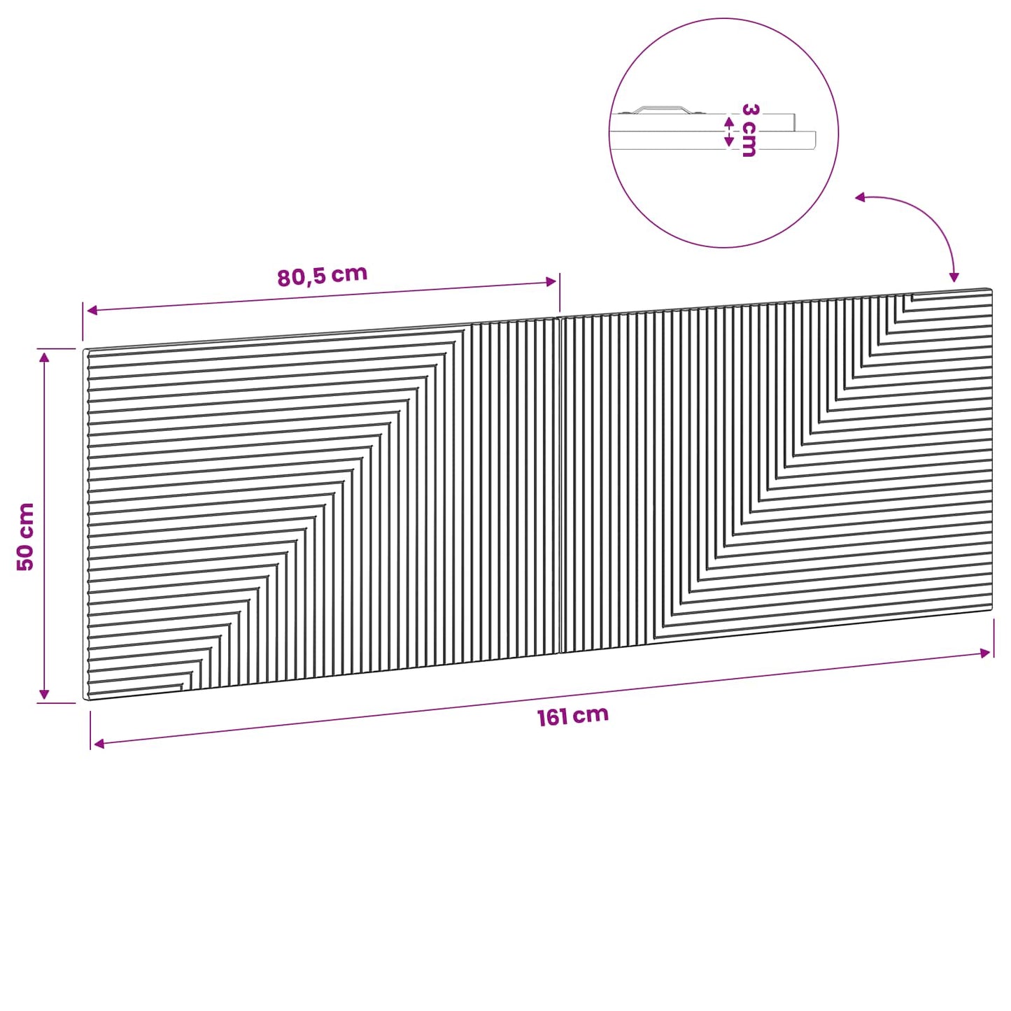 Wall Headboard Brown Engineered Wood 160 cm x 3 cm x 50 cm