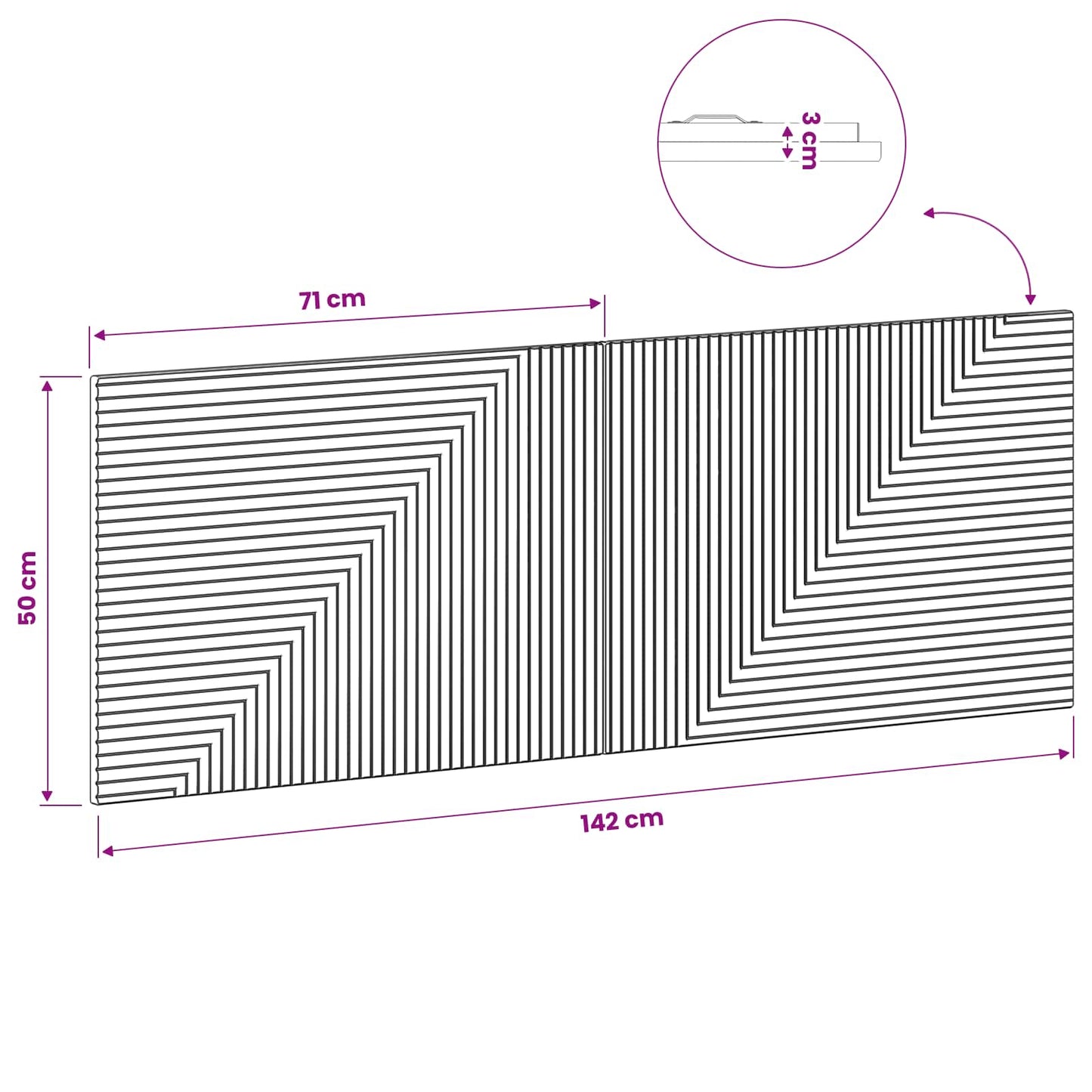 Wall Headboard Brown Wooden 140 cm x 3 cm x 50 cm