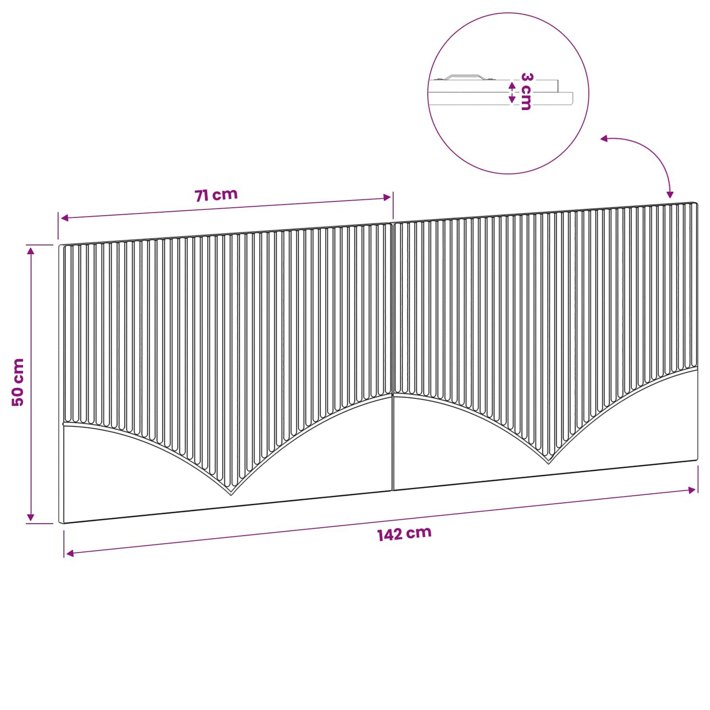Modern Wall Headboard Brown 140 cm x 3 cm x 50 cm
