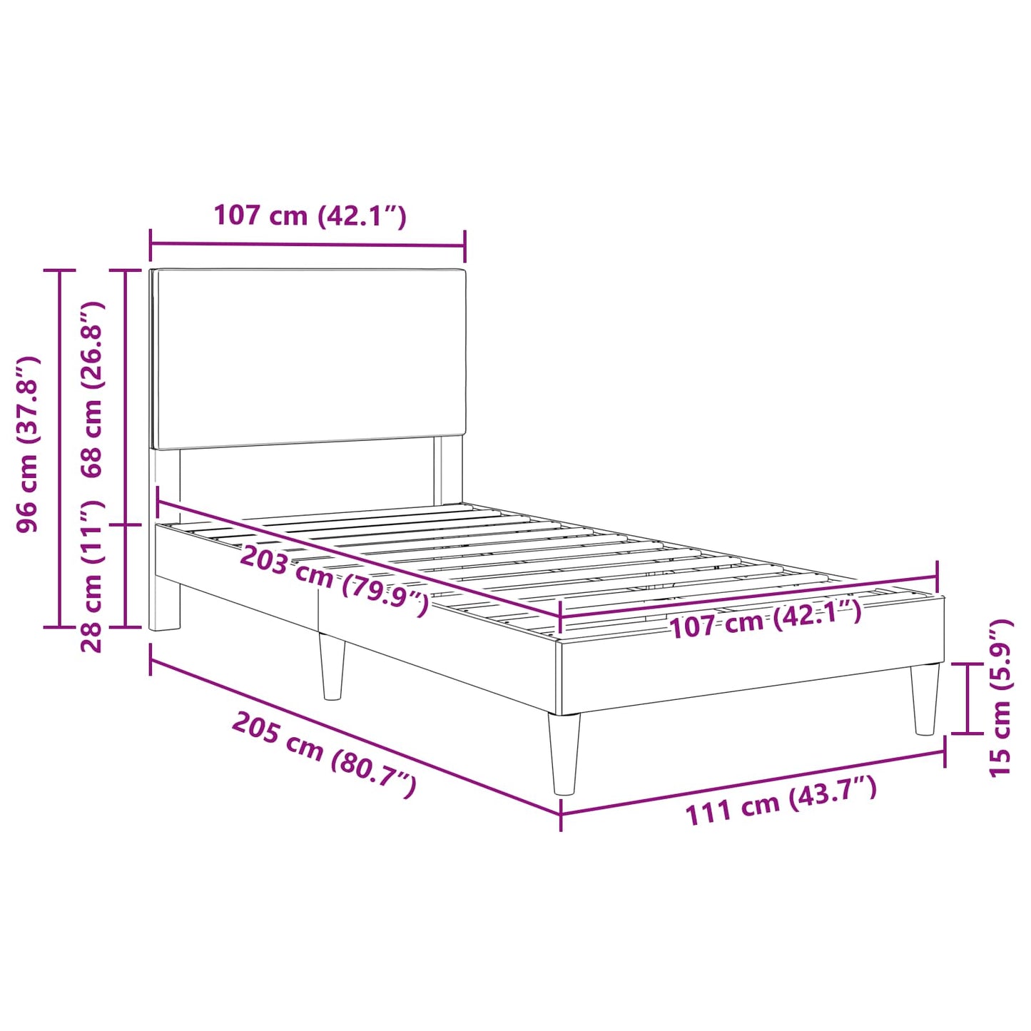 Dark Grey Corduroy Bed Frame Headboard Single | HomeAndLivin