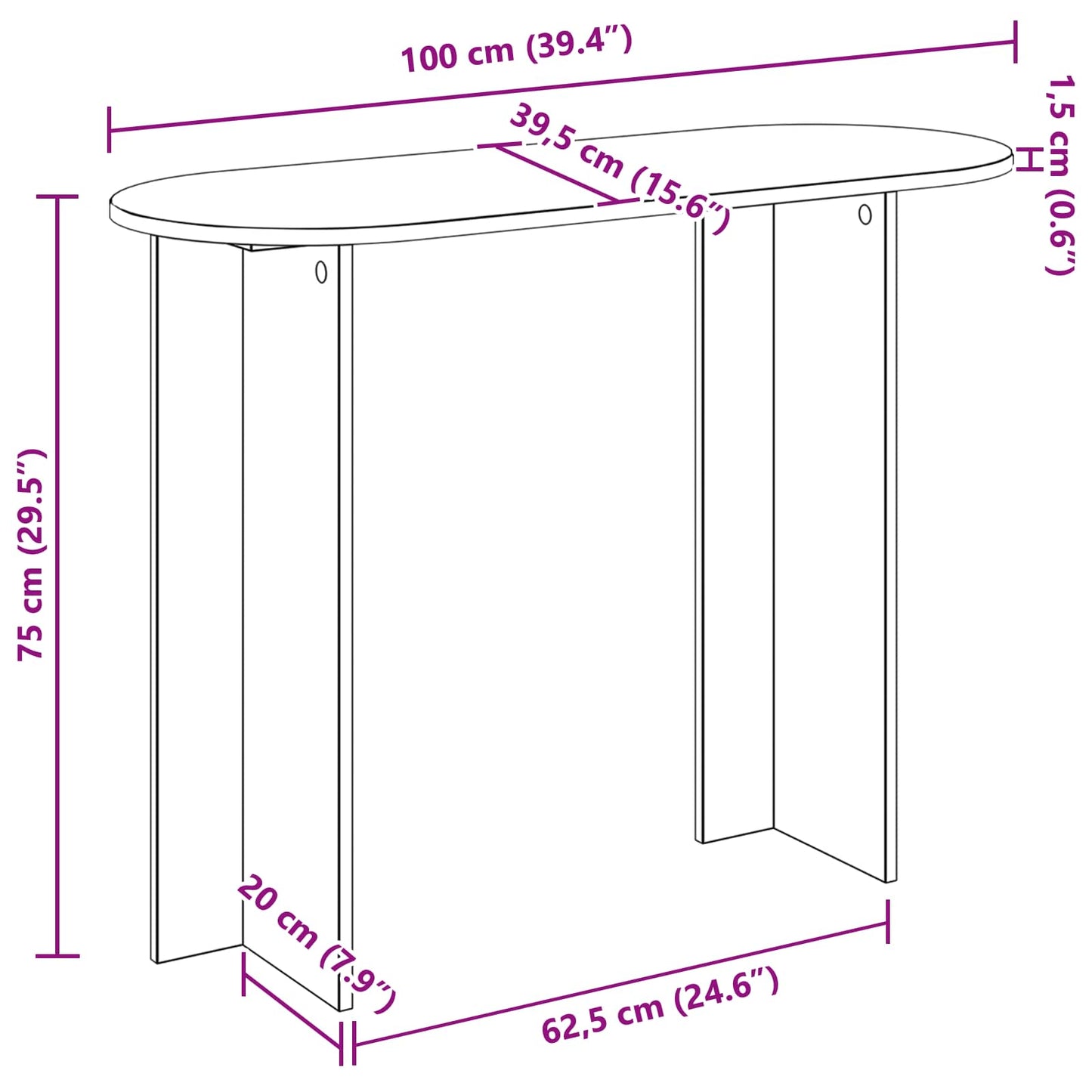 White Console Table Engineered Wood 100cm | HomeAndLiving