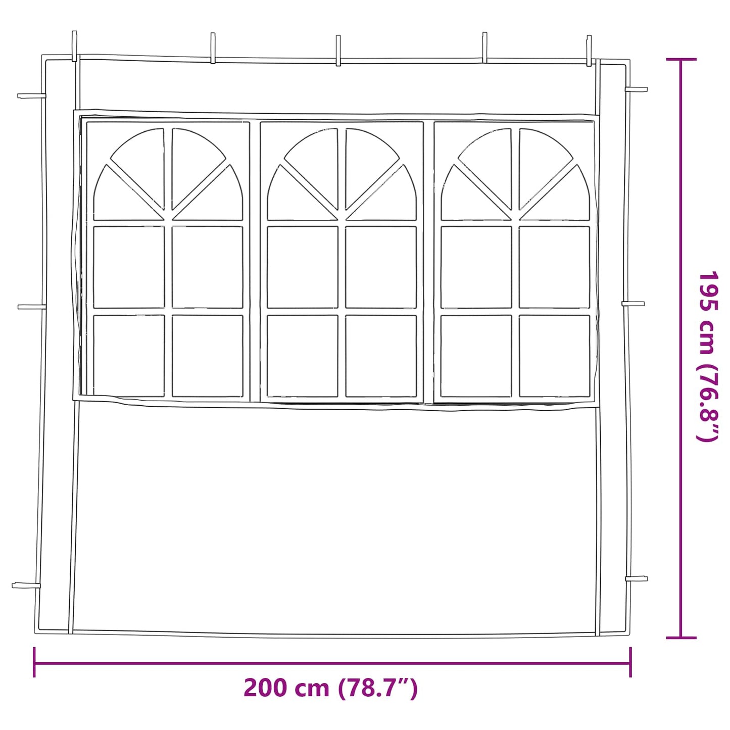 Party Tent Sidewalls 200x195cm Light Grey PE | HomeAndLiving