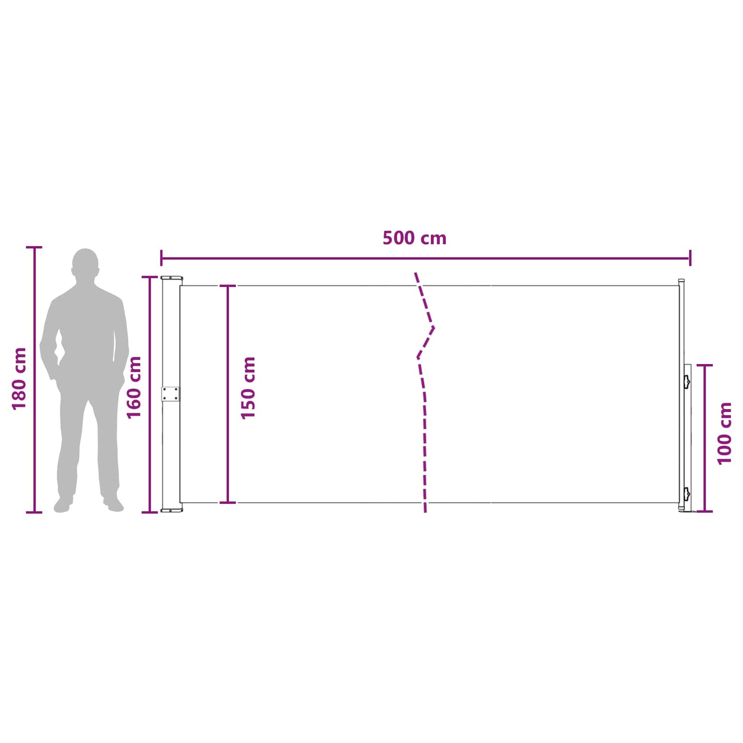 Retractable Side Awning 500x160cm Taupe | HomeAndLiving