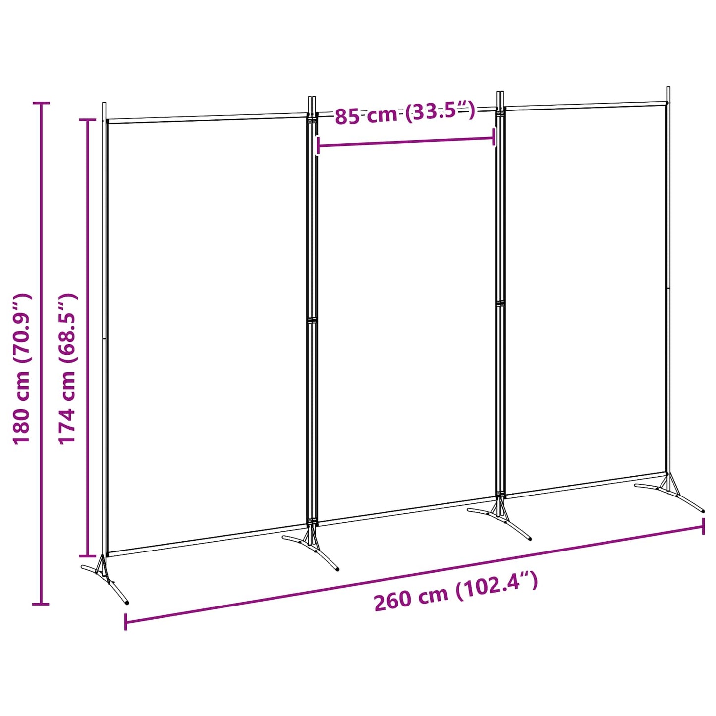 3-Panel Fabric Room Divider Beige 260x180cm | HomeAndLiving