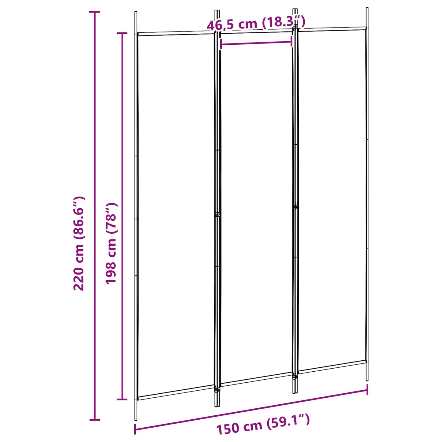 3-Panel Room Divider Beige Fabric 150x220cm | HomeAndLiving