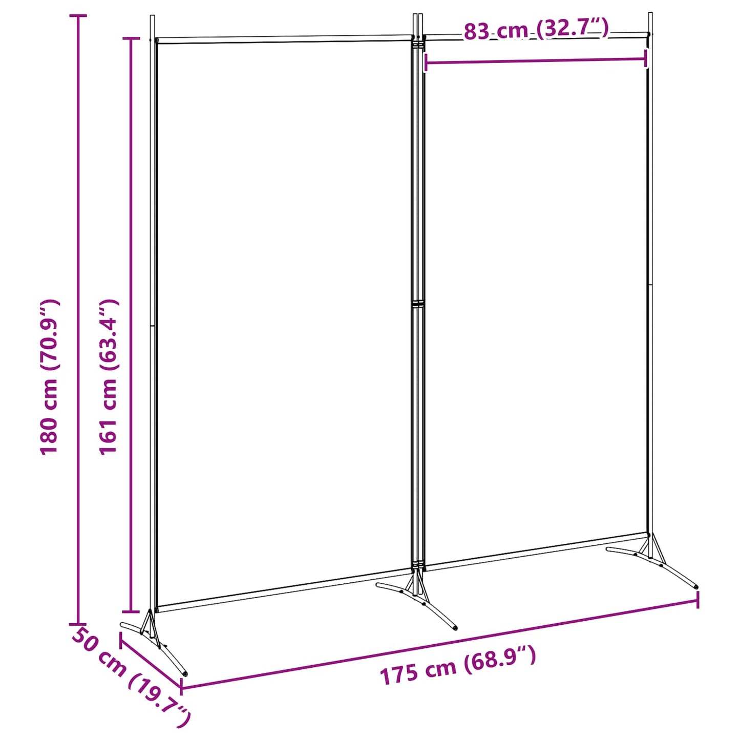 Fabric Room Divider 2-Panel Beige 175x180cm | HomeAndLiving