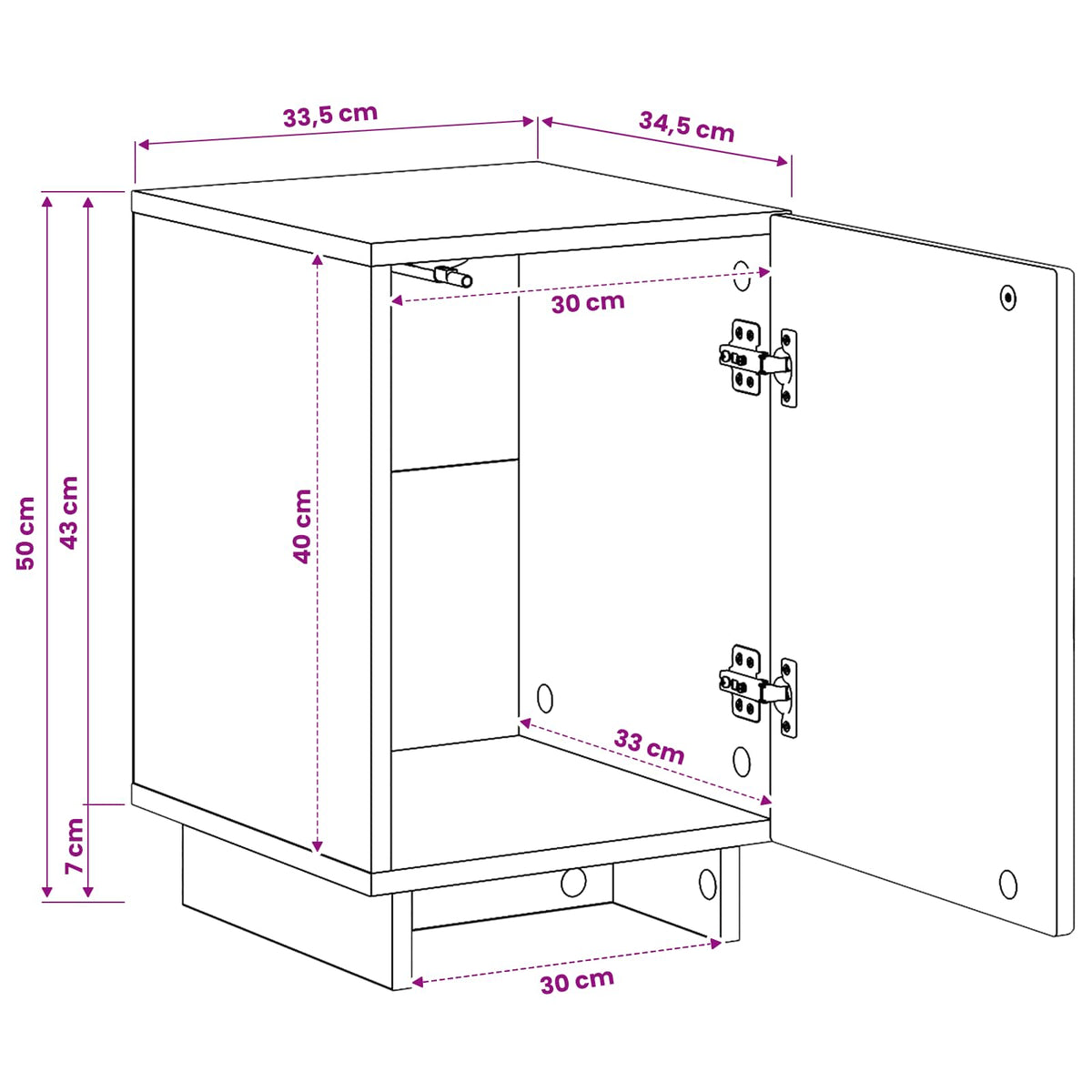White Bedside Cabinet Set 33.5x34.5x50cm