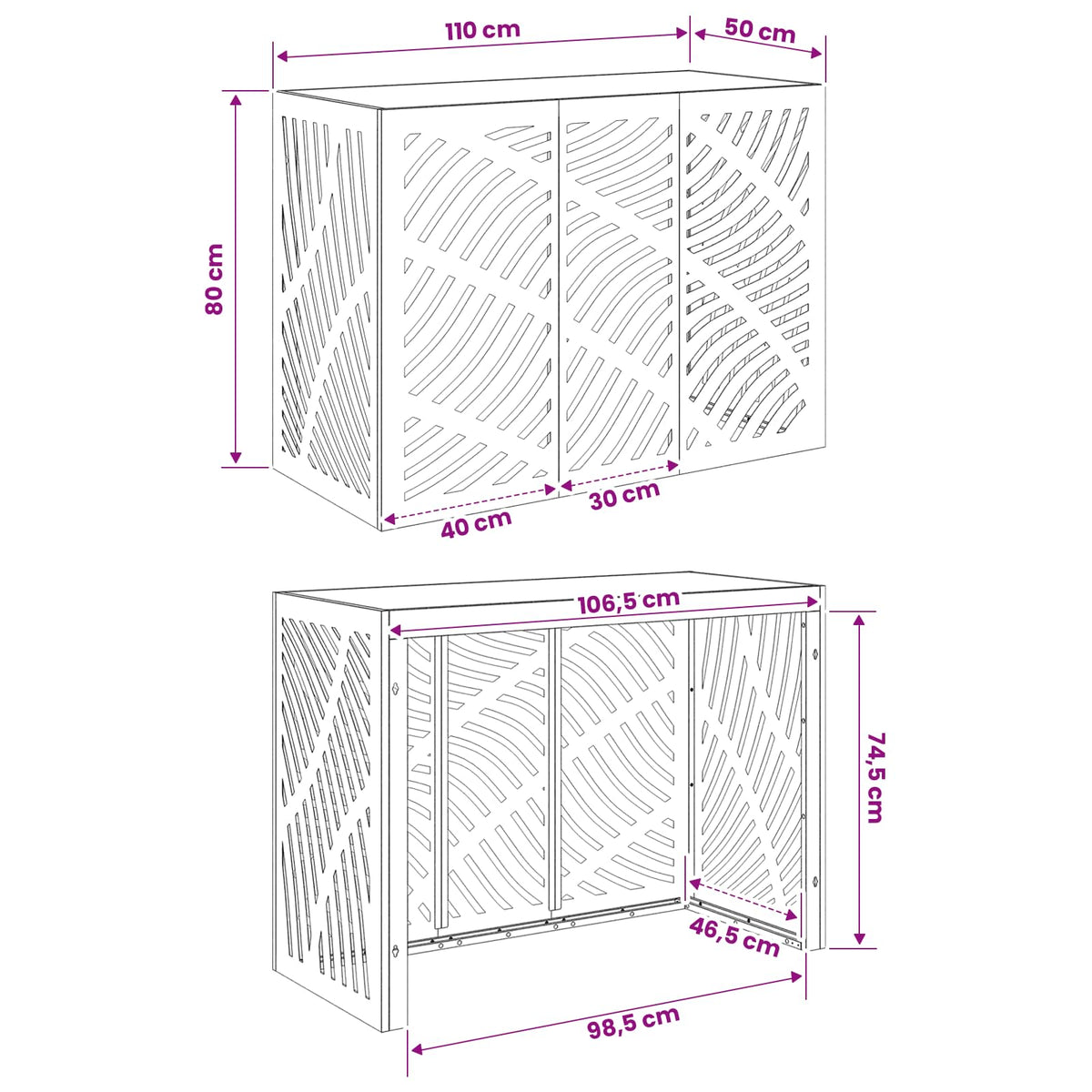 Air Conditioner Cover Steel Black 110x50x80cm