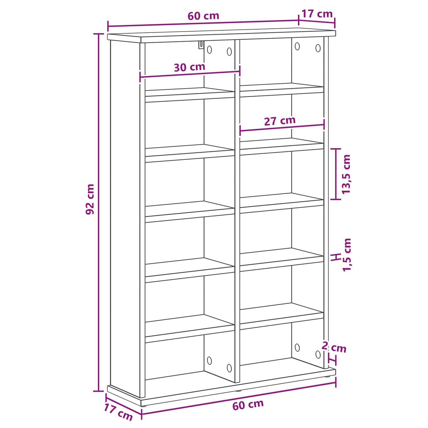 White Media Cabinet Storage 60 cm x 92 cm