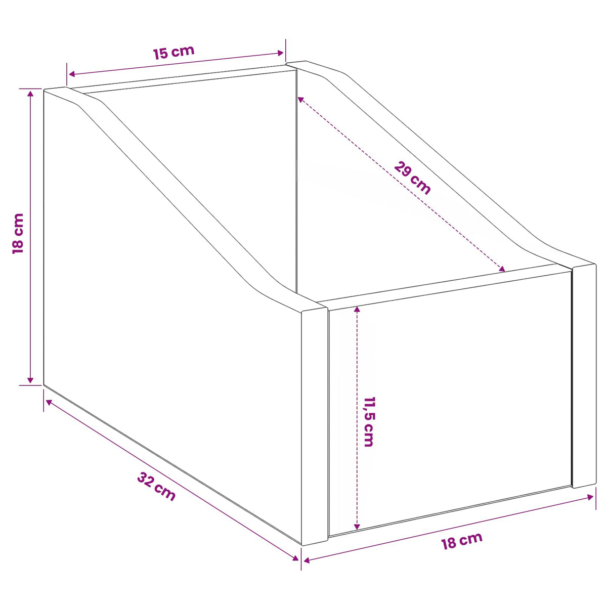 Record Box White Engineered Wood 18x32x18cm