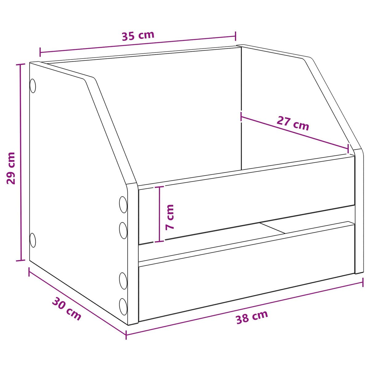 Vinyl Record Box White Storage 38x30x29cm