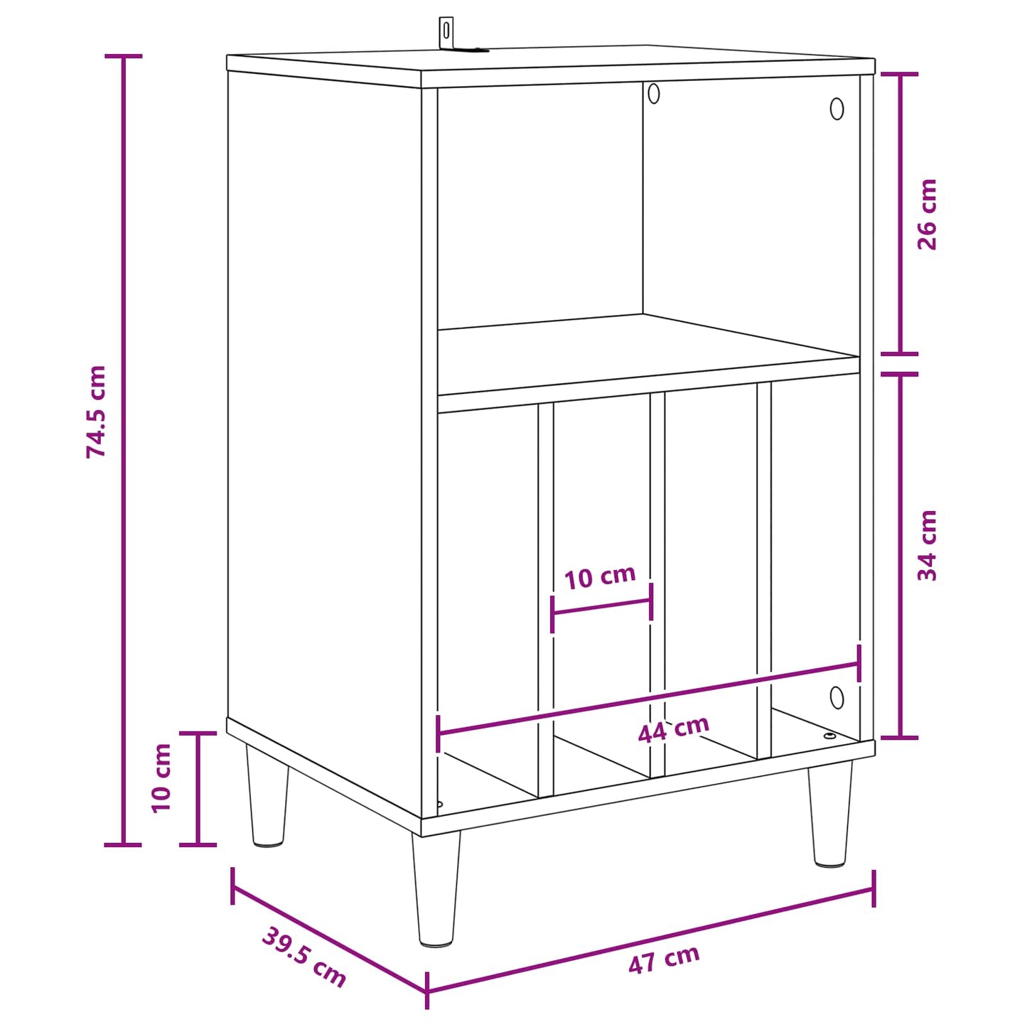 Turntable Stand White Engineered 47 cm x 74.5 cm