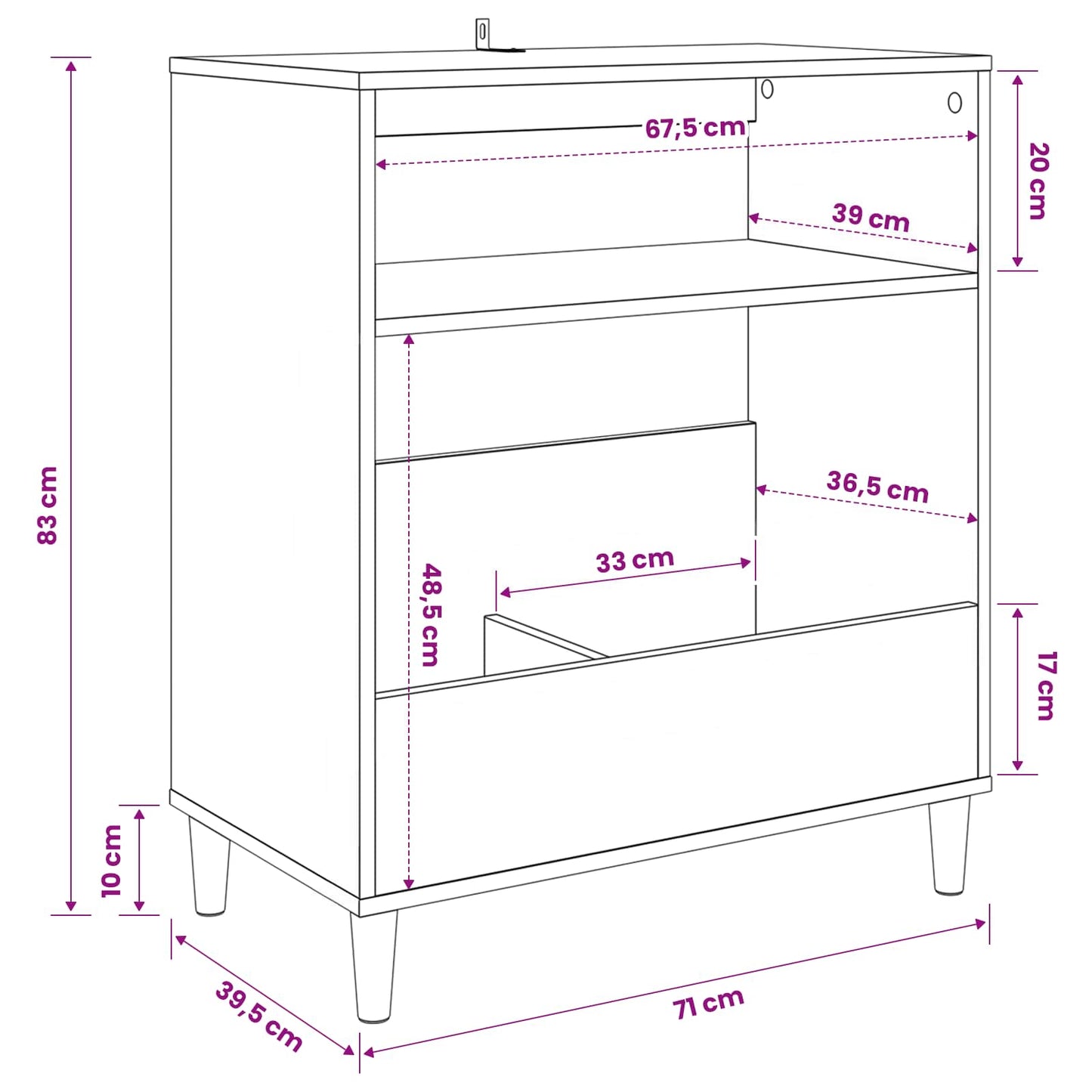 Record Player Stand White Wood 71 cm x 83 cm