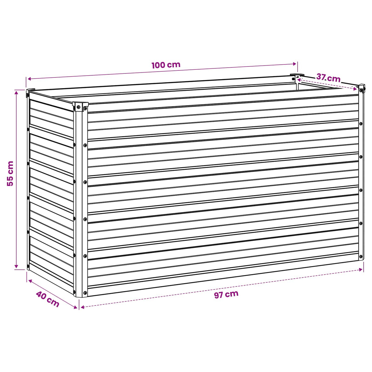 Garden Bed Rusty Steel 100x40x55cm