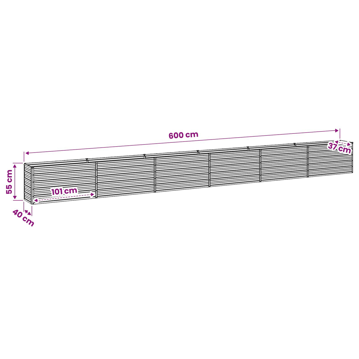 Steel Raised Garden Bed Anthracite 600x40x55cm