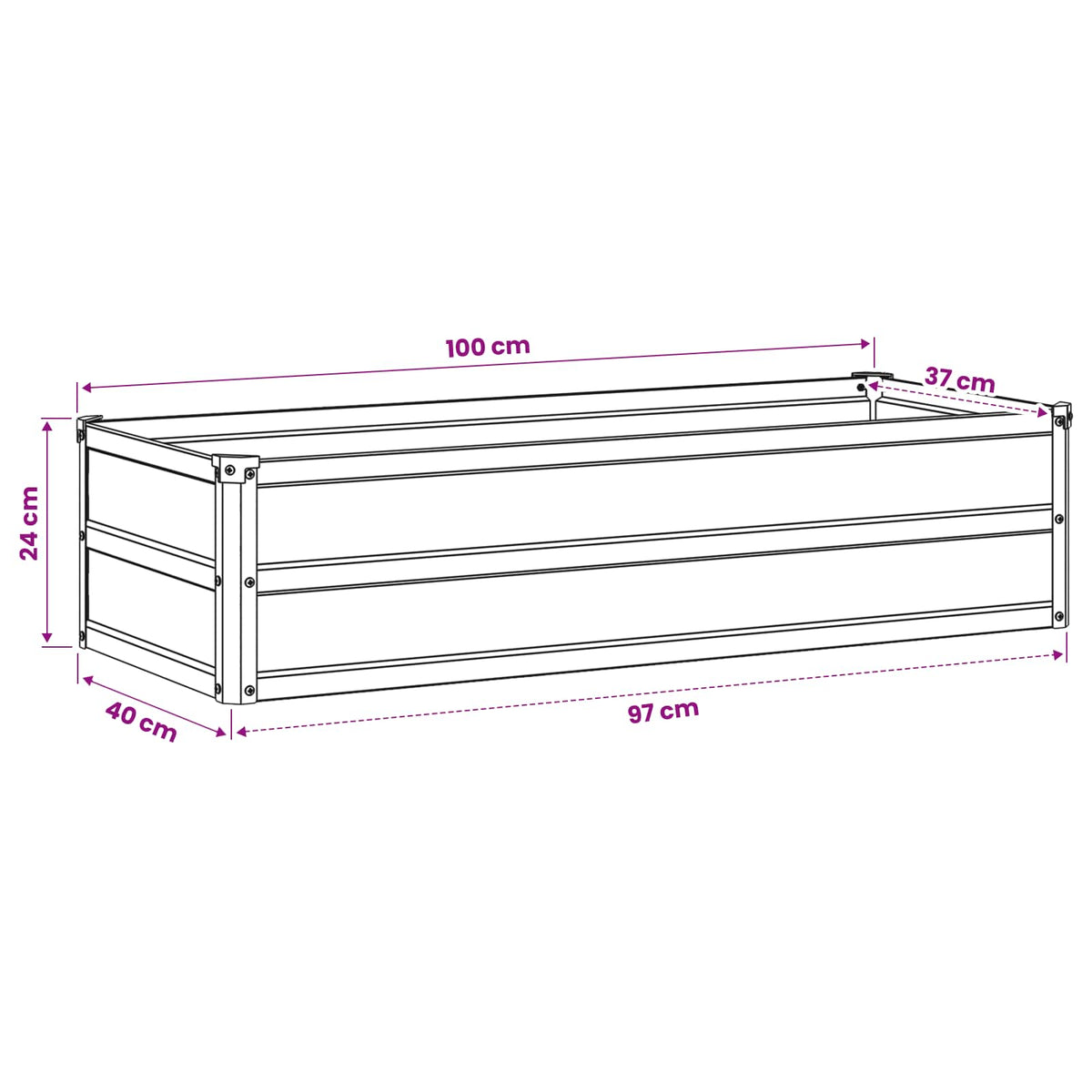 Raised Garden Bed Anthracite Steel 100x40x24cm
