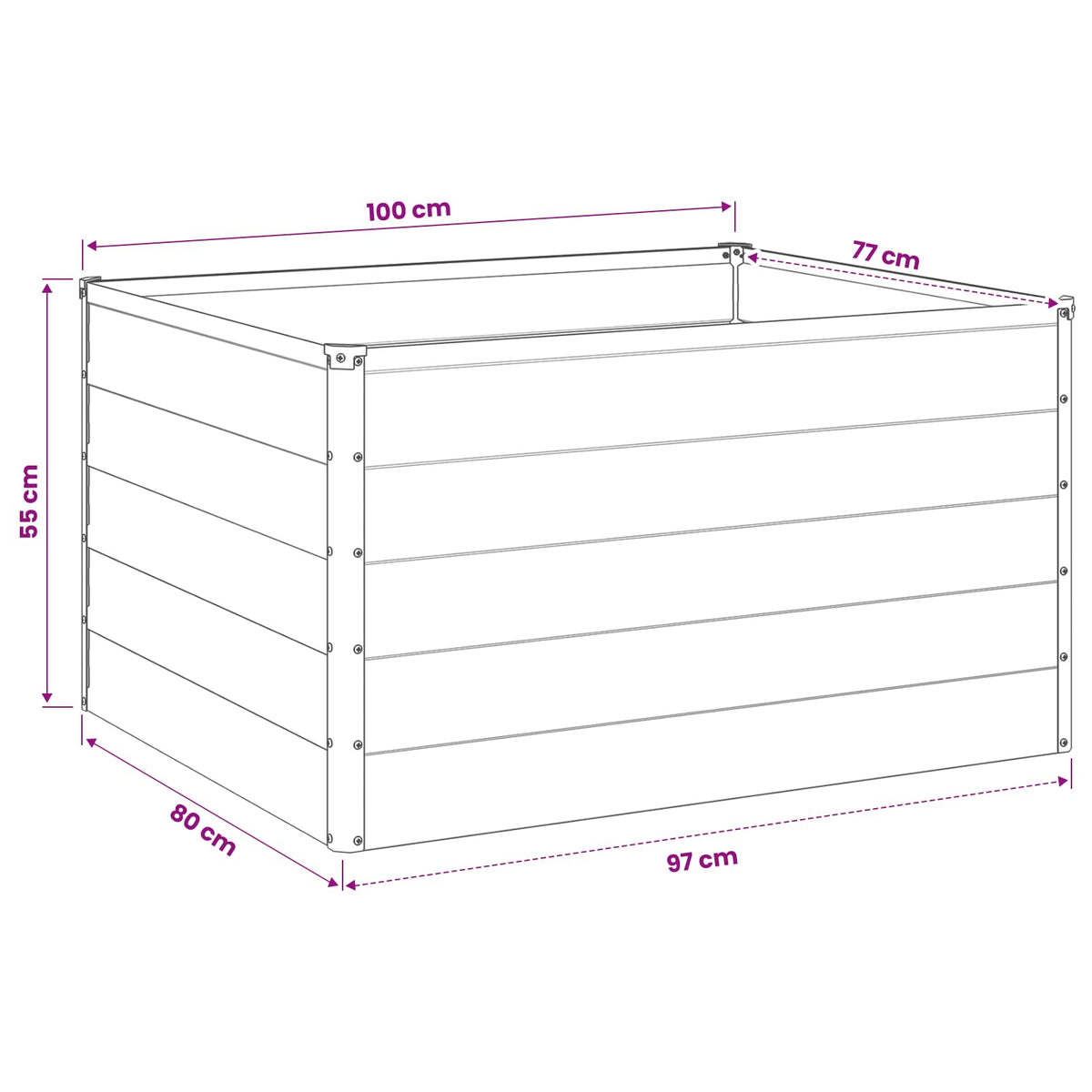 Steel Raised Garden Bed Anthracite 100x80x55cm