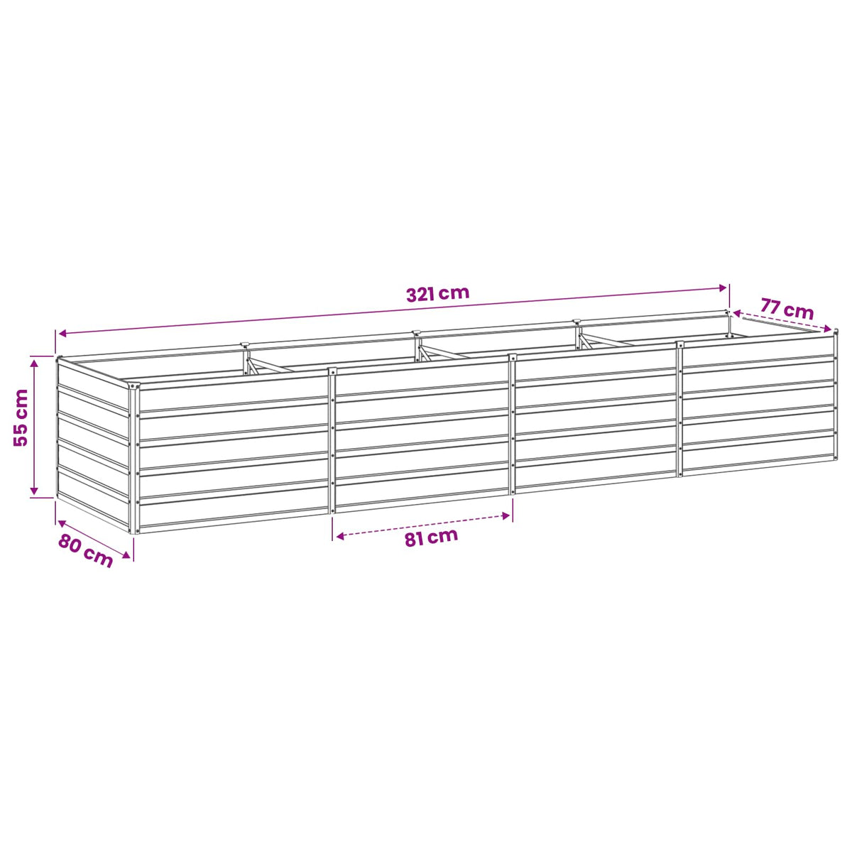 Raised Garden Bed Rusty Steel 320x80x55cm