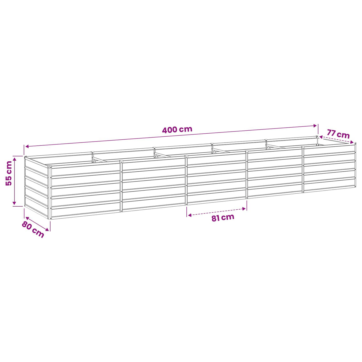 Raised Garden Bed Anthracite Steel 400x80x55cm