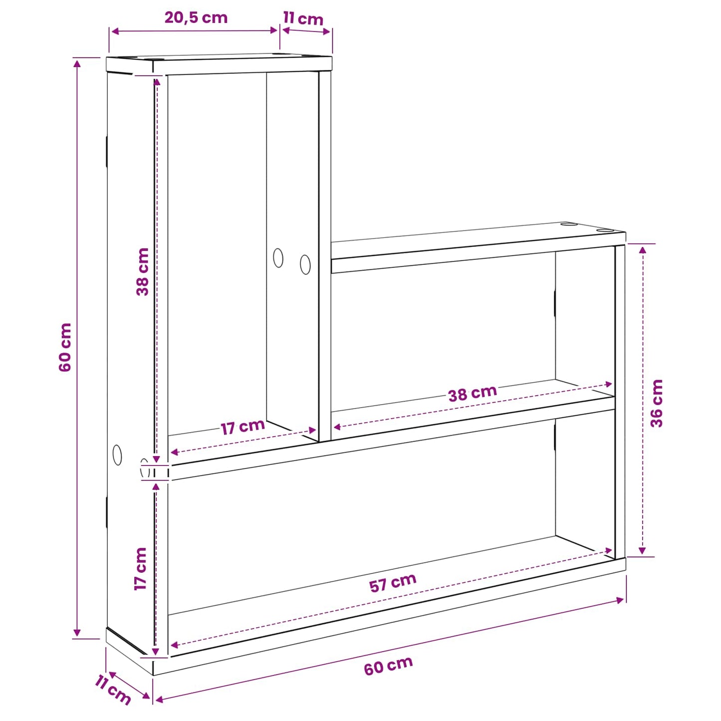 Sonoma Oak Wall Shelf 60cm Engineered Wood | HomeAndLiving - 8