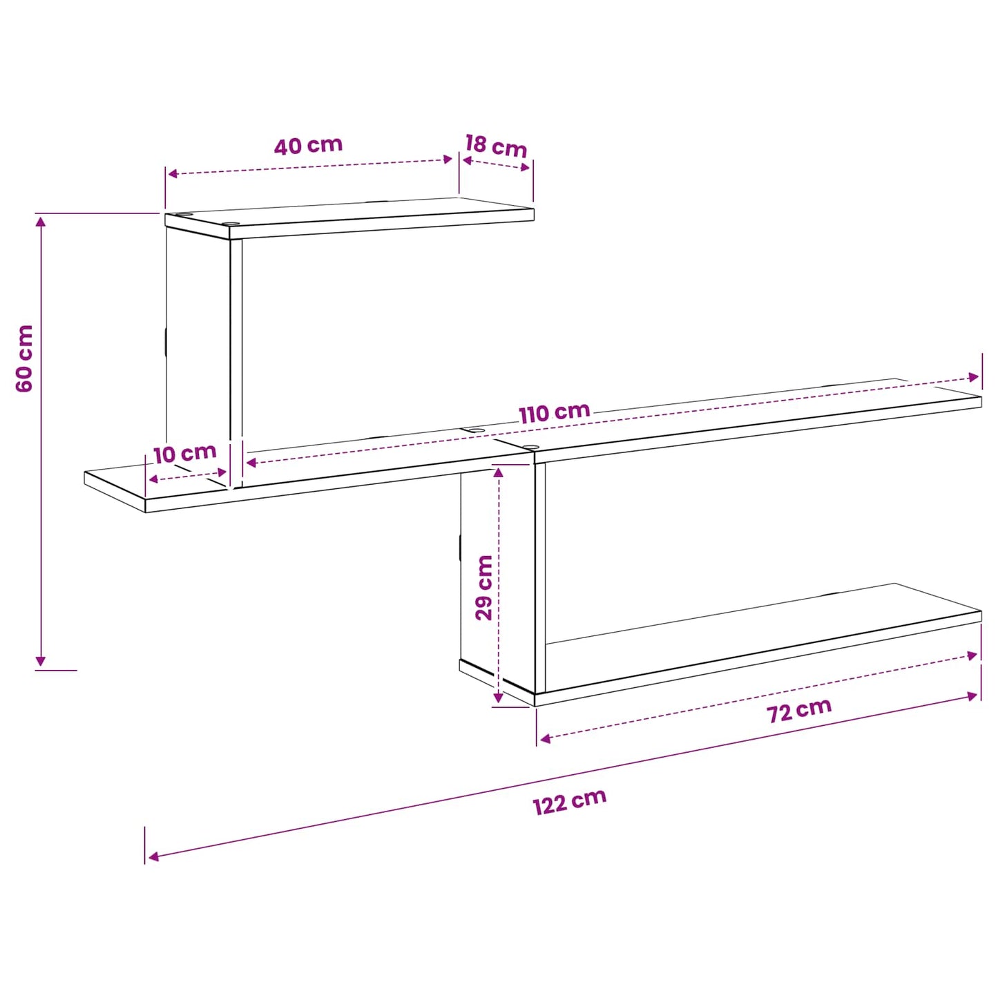 Wall Shelf Sonoma Oak 122cm Engineered Wood | HomeAndLiving - 8