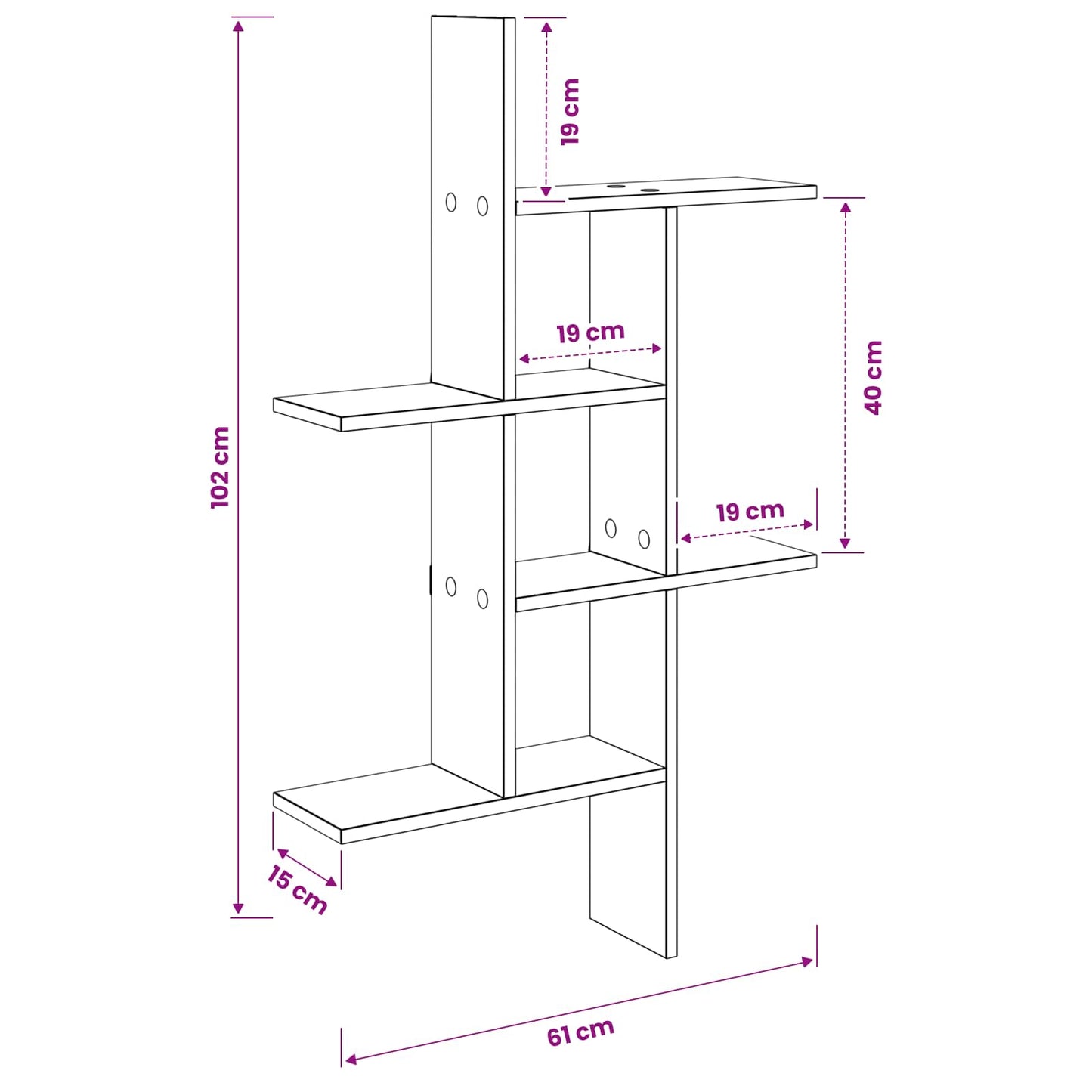 5-Compartment Wall Shelf Sonoma Oak 102cm | HomeAndLiving - 8