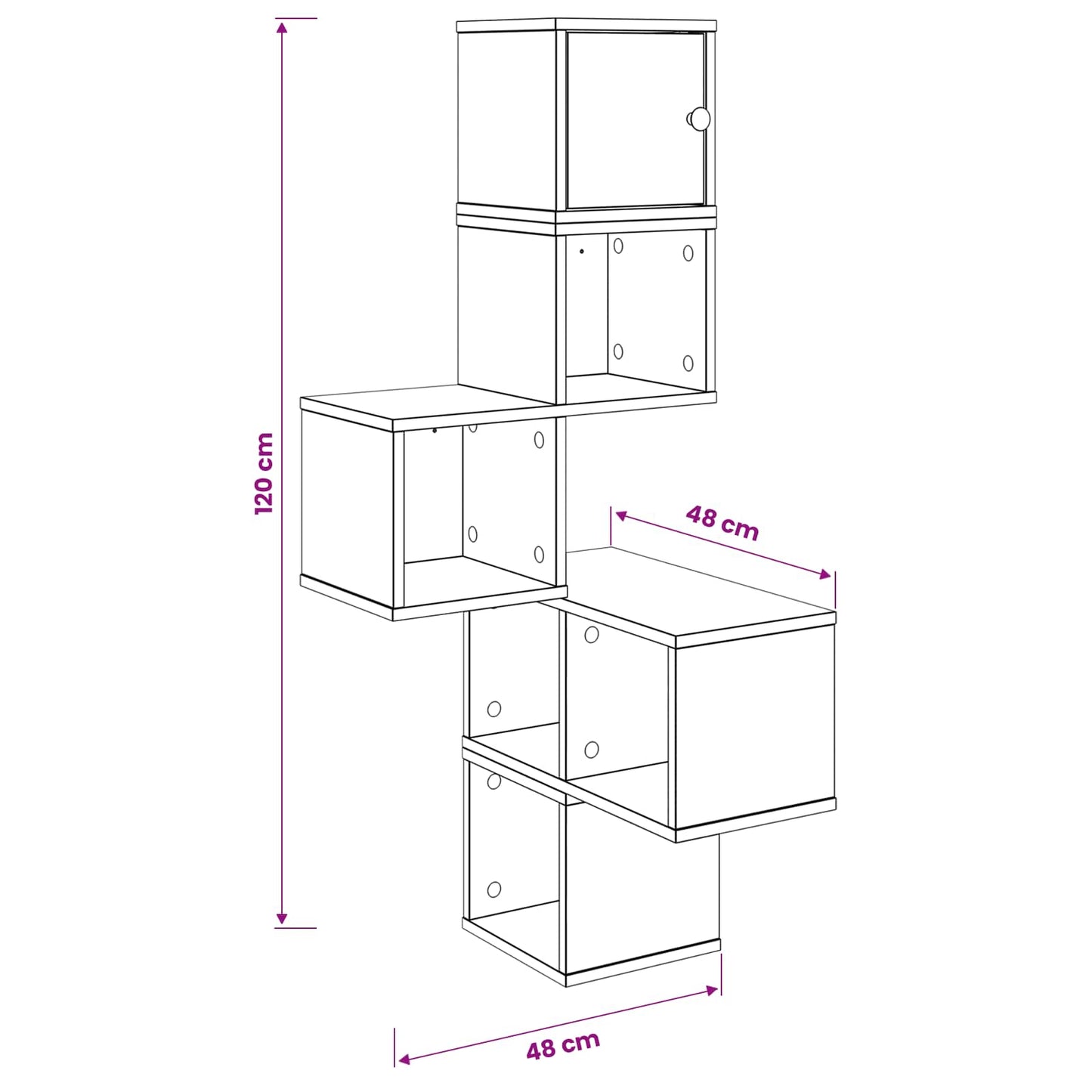 Corner Wall Shelf 7-Tier Sonoma Oak 120cm | HomeAndLiving - 9