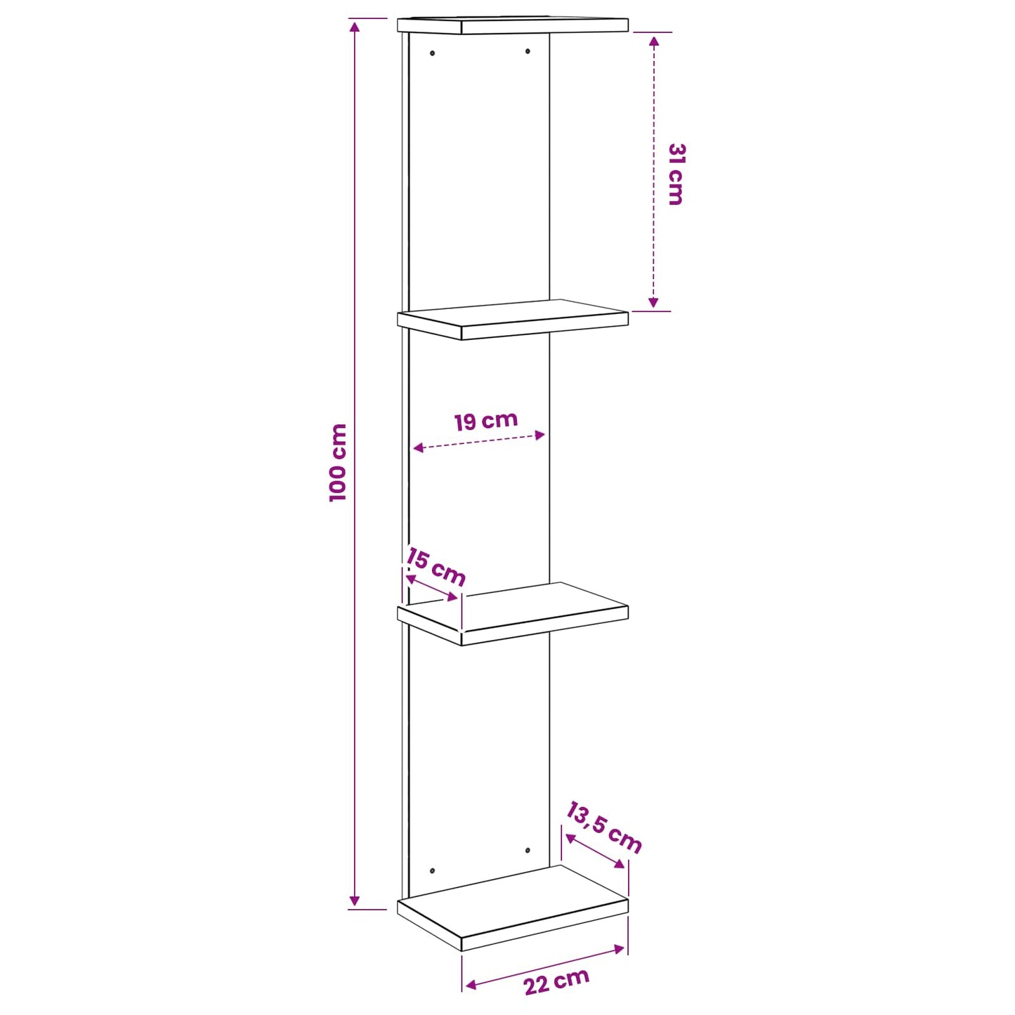 Sonoma Oak Wall Shelf 100cm Engineered Wood - 22×15×100cm - 8