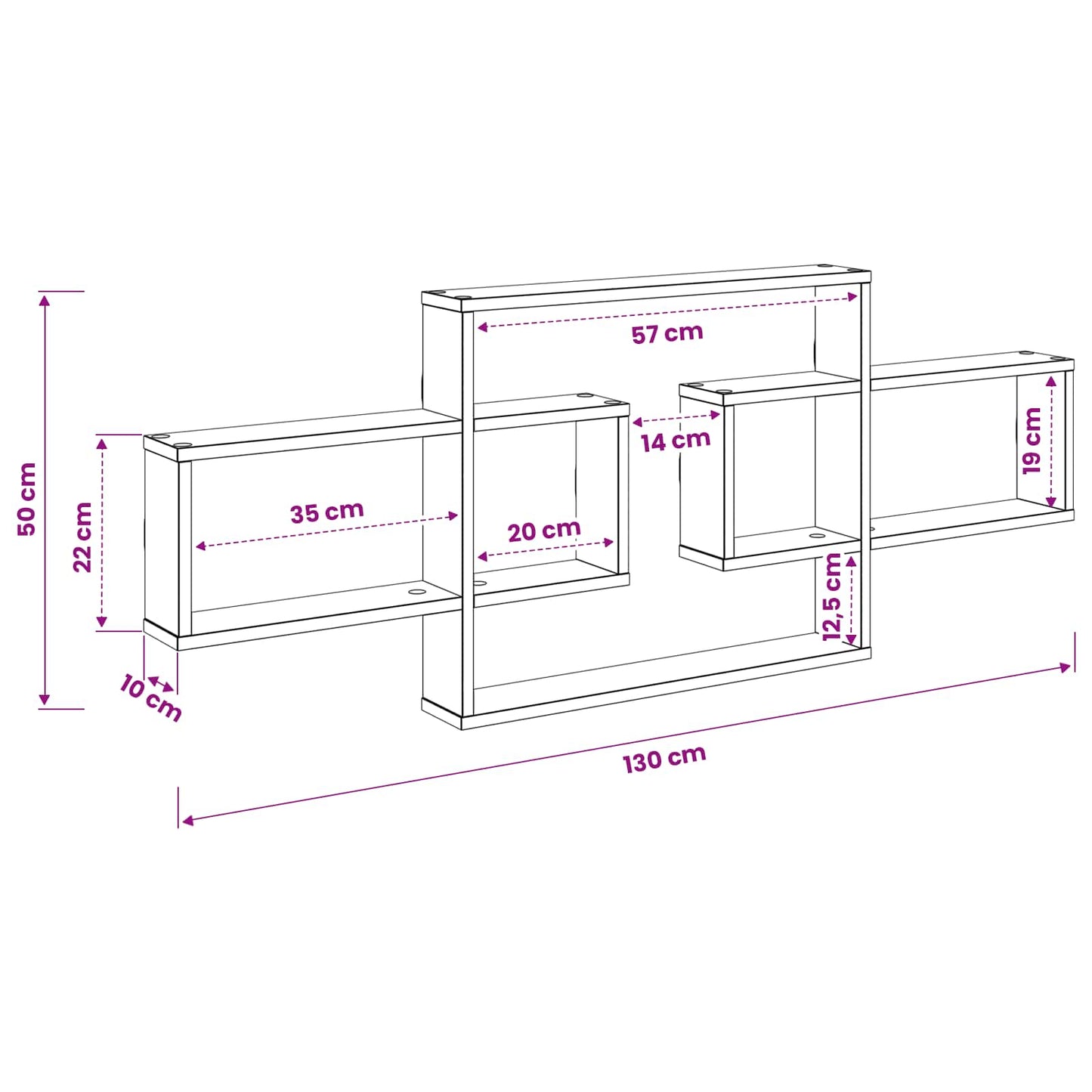 White Wall Shelf 130cm Engineered Wood | HomeAndLiving - 8