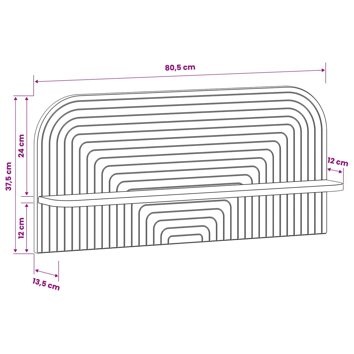 White Wall Shelf Set 80.5x13.5x37.5cm