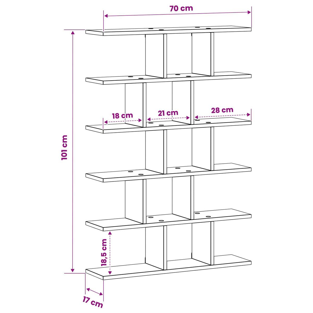 Wall Shelf White Engineered 70x17x101cm