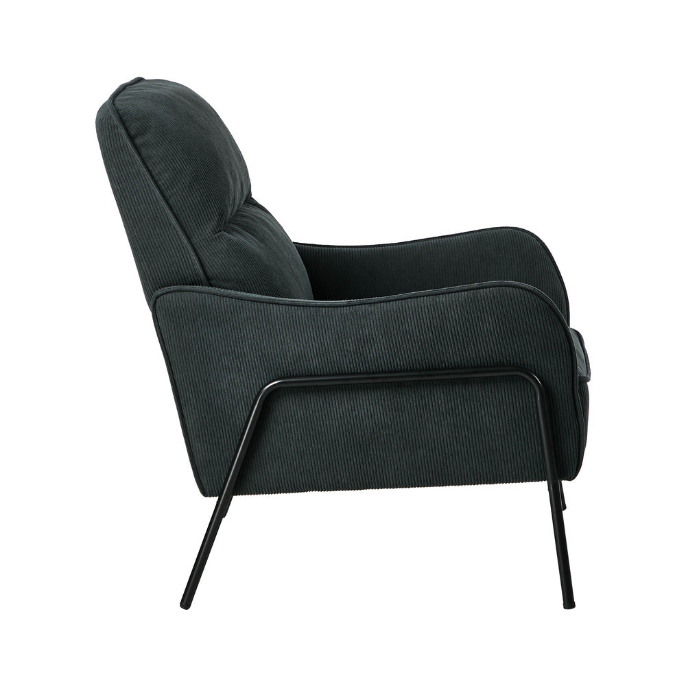 Modern Accent Armchair Lounge Collection High Back Velvet Fabric 86cm Grey Metal Legs