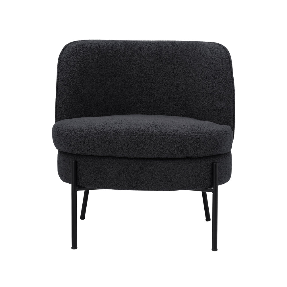 Boucle Armchair Wide Padded Charcoal | HomeAndLiving