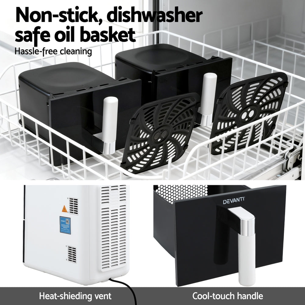 11L Dual Zone Air Fryer Oven With Rapid Heat Circulation Technology