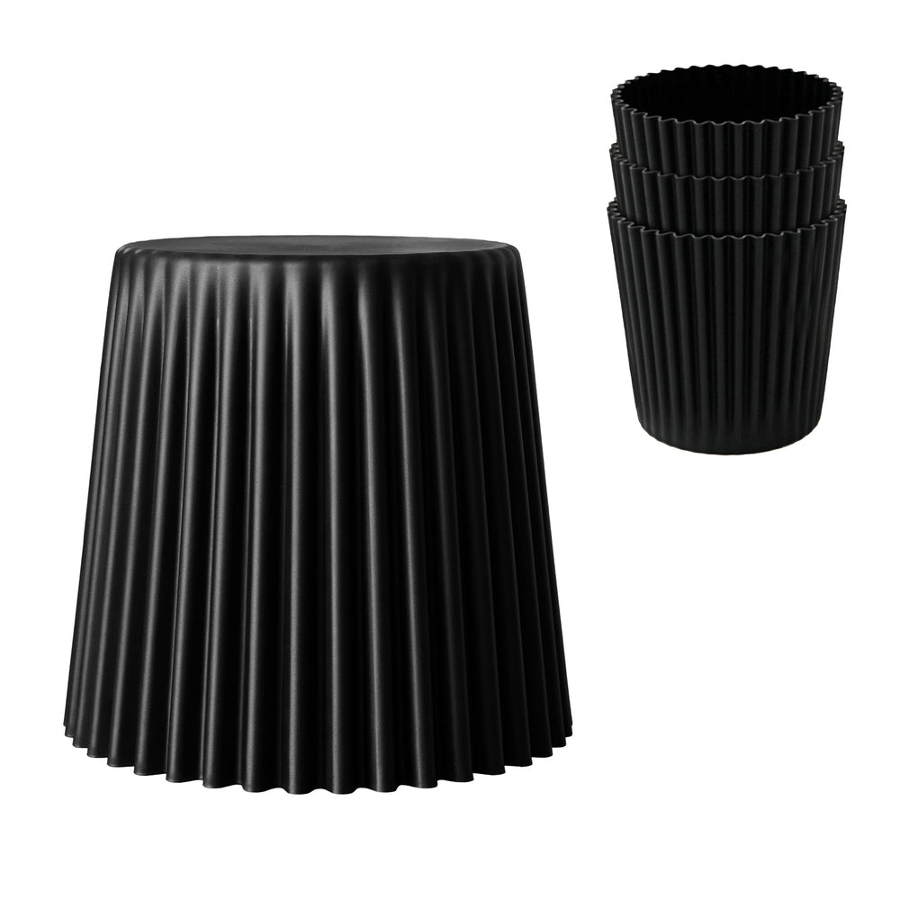 Set of 4 Cupcake Bar Stools Stackable Foot Stools Black/White