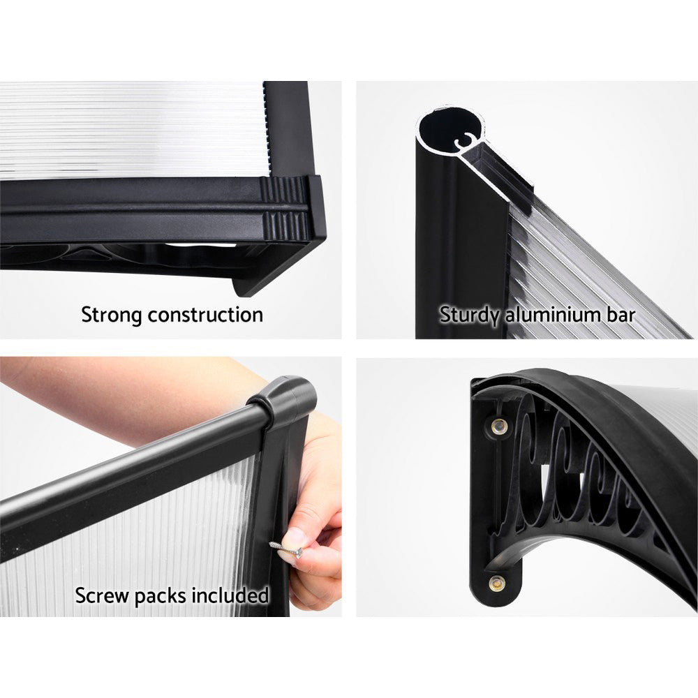 Window Door Awning 1Mx3M Transparent Hollow Sheet Plastic Frame