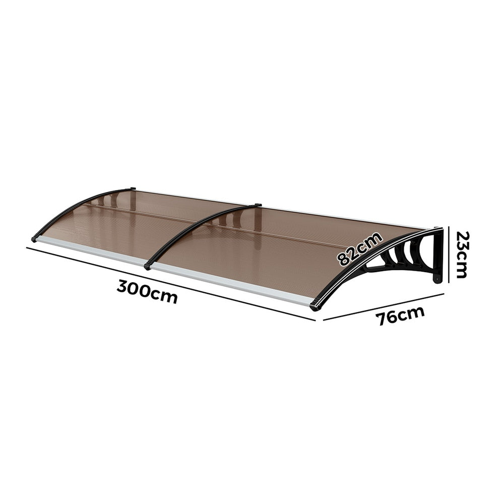Door Awning Brown Canopy 300x76x23cm