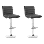 2X Bar Stools Padded Leather Gas Lift Grey