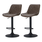 2X Bar Stools Gas Lift Vintage Leather Brown
