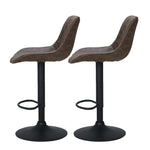 2X Bar Stools Gas Lift Vintage Leather Brown