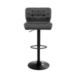 2X Bar Stools Gas Lift Leather Padded Grey