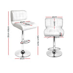 2X Bar Stools Gas Lift Leather Padded White
