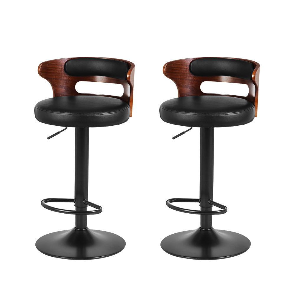 2X Bar Stools Gas Lift Leather